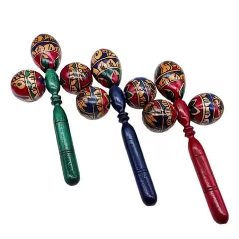 Maracas en bois peintes à la main