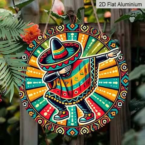 Disque mural fiesta sombrero maracas